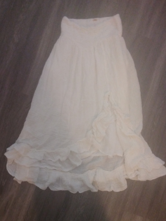 Free People Dresses & Skirts - FREE PEOPLE- Gauze White Hankercheif Hem Ruffle Ankle Length Skirt Size XS
